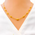 Reflective Striped Bead 22k Gold Necklace 