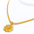 Posh Dual Finish 22k Gold Flower Pendant 