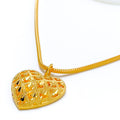 Decorative Chequered 22k Gold Heart Pendant 