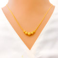 Charming Striped Orb 22k Gold Necklace 