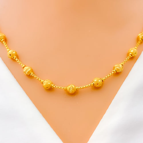 Graceful Dapper 22k Gold Multi-Orb Necklace 