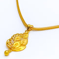 Upscale Spiral Leaf 22k Gold Pendant 