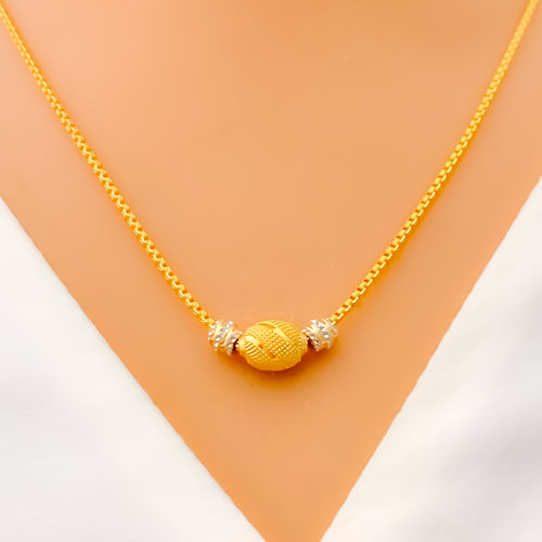 Two-Tone Striped 22k Gold Orb Necklace 