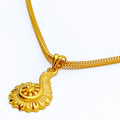 High Finish Curved Flower 22k Gold Pendant 