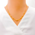 Upscale Shiny Sleek 22k Gold Beaded Necklace 