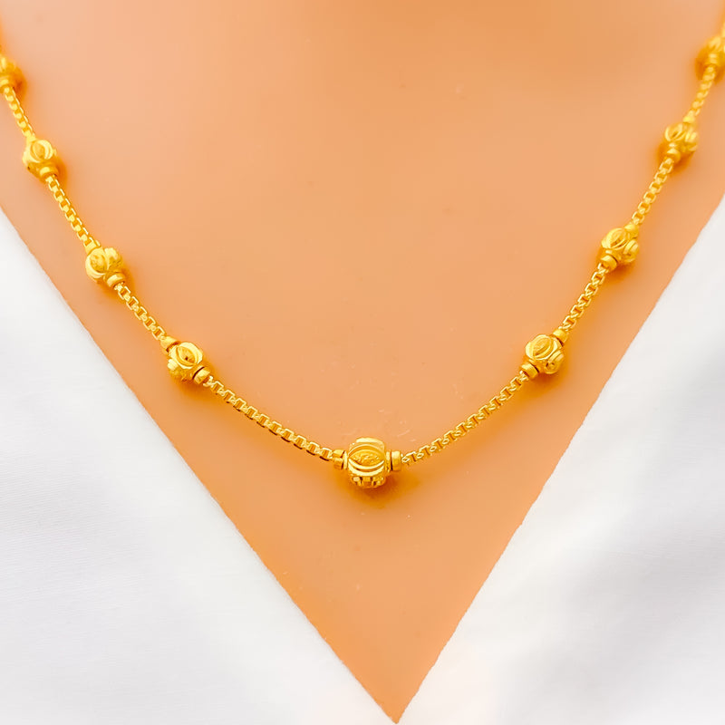 Delicate Fancy Bead 22k Gold Necklace 