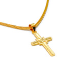 Dazzling Striped 22k Gold Cross Pendant 