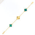 Majestic Malachite 21k Gold Clover Bracelet 
