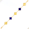 Regal Royal Blue 21k Gold Clover Bracelet 