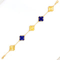 Magnificent Royal Blue 21k Gold Clover Bracelet 