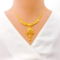 Paisley Adorned Dangling Tassel 22k Gold Necklace Set 
