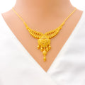 Dressy Floral Beaded Chain 22k Gold Necklace Set 