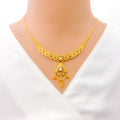 Festive Pearl Accented 22k Gold Tasseled Necklace Set 