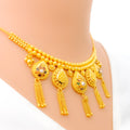 Graceful Drop 22k Gold Hanging Chain Necklace Set 