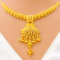 Distinct Dressy Dangling Floral 22k Gold Necklace Set 