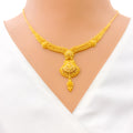 Traditional Beaded Fanned 22k Gold Necklace Set 