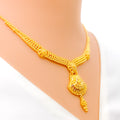 Traditional Beaded Fanned 22k Gold Necklace Set 