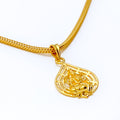 Special Leaf Adorned 22k Gold Lakshmi Pendant 