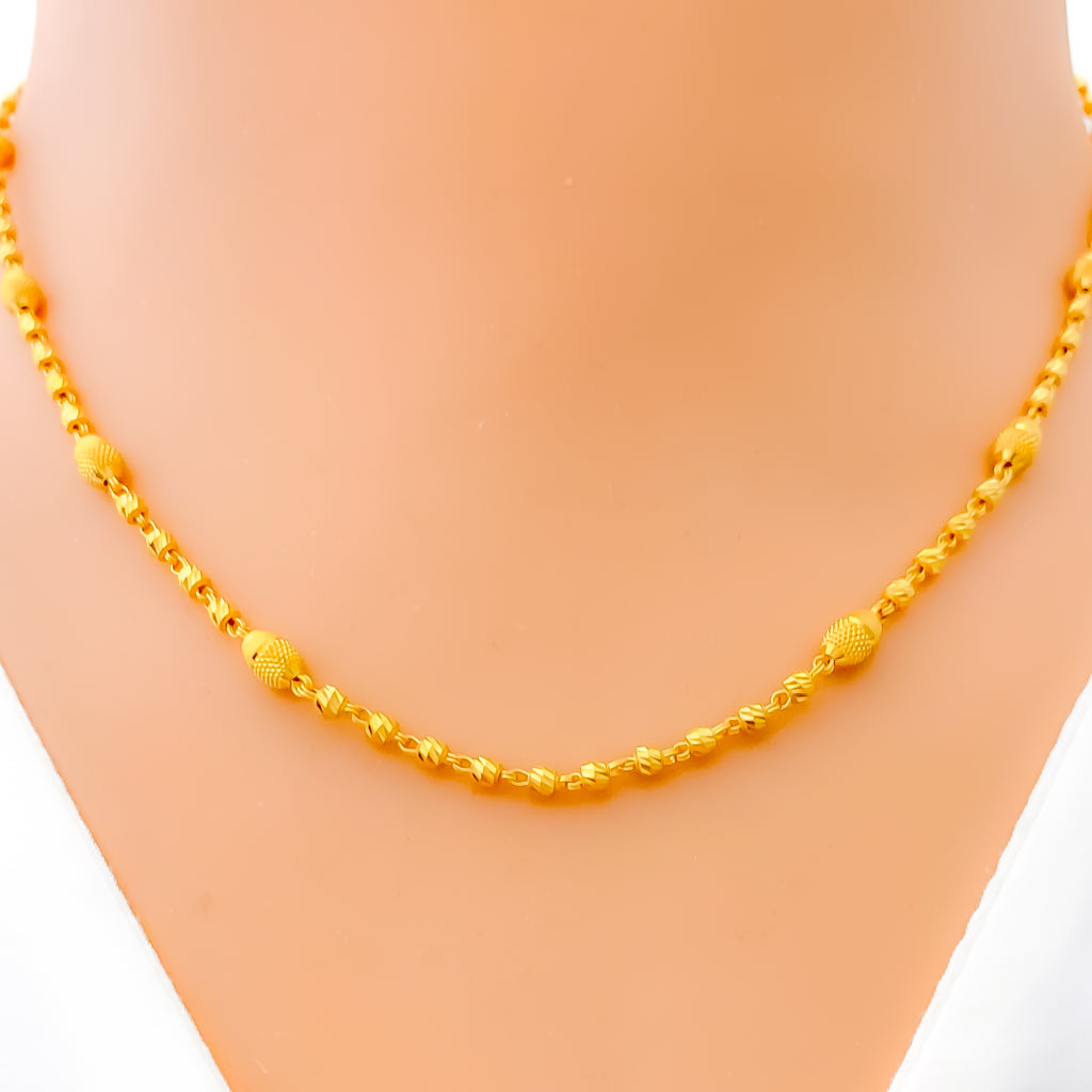 Dual Finish 22K Gold Orb Necklace - 16