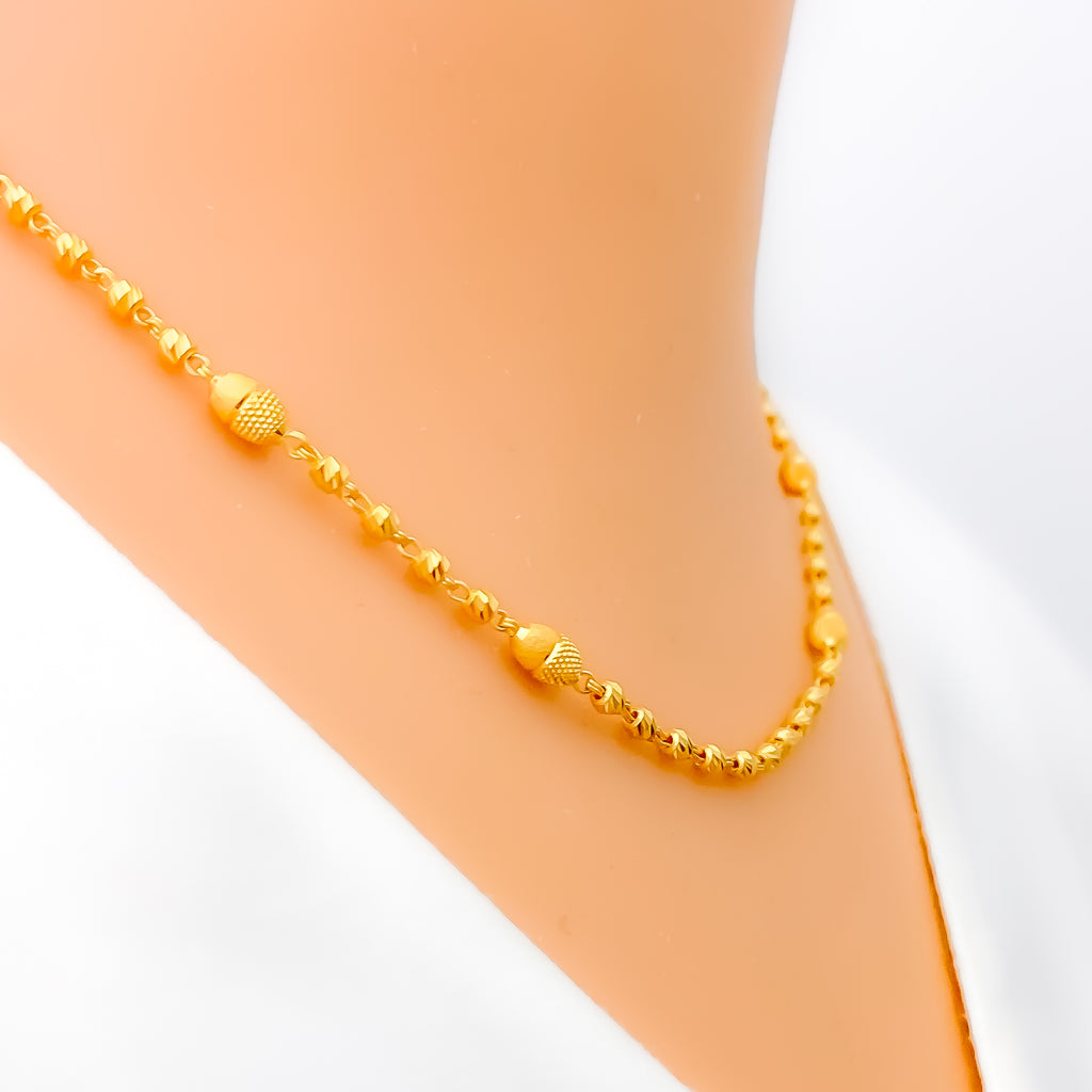 Dual Finish 22K Gold Orb Necklace - 16