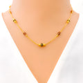 Fancy Enameled 22K Gold Orb  Necklace - 16"