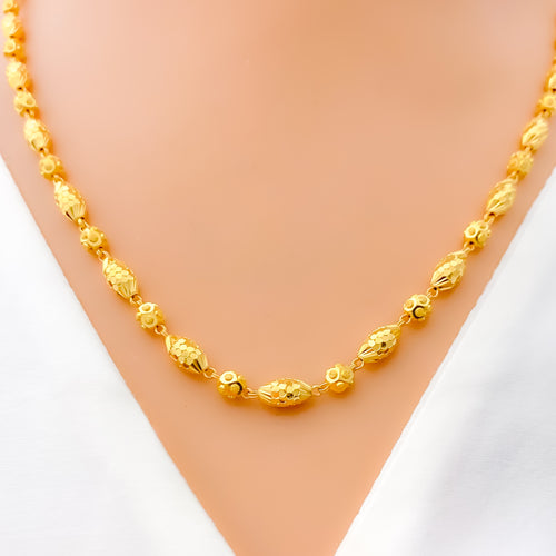 Alternating Marquise Bead 22K Gold Necklace - 18"     