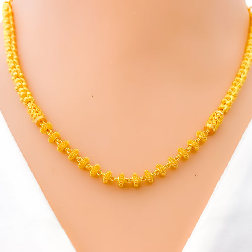 Graceful Traditional 22K Gold Bead Necklace - 17"       