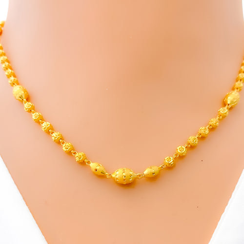 Smooth Satin Finish 22K Gold Orb Necklace - 16"  