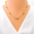 Modern Meenakari 22K Gold Orb CZ Necklace - 16"  