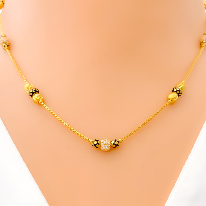 Modern Meenakari 22K Gold Orb CZ Necklace - 16"  