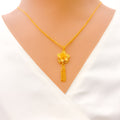 Charming 22K Gold Floral Pendant Set