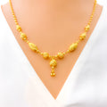 Opulent Shiny Tassel 22K Gold Orb Necklace - 18"  