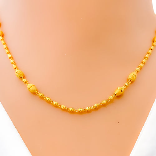 Textured Oval Bead 22K Gold Orb Necklace - 16"  