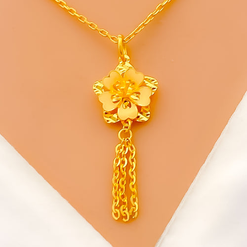 Ethereal 22K Gold Floral Pendant Set