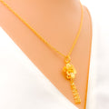 High Finish Floral 22k Gold Pendant W / Chain 