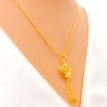 Lovely Lavish Floral 22K Gold Pendant W / Chain 
