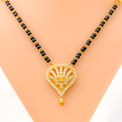 Striped Pear Shaped CZ 22k Gold Mangal Sutra