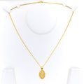 Ritzy Netted Marquise 22K Gold Pendant W / Chain