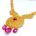 Majestic Ruby Drop 22k Gold Polki Necklace Set 