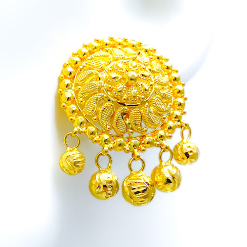 Traditional Floral Paisley 22k Gold Earrings 