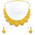 Reflective Mesh Leaf 22K Gold Necklace Set