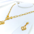 Refined Reversable 5-Piece 21k Gold Clover Necklace Set 
