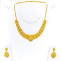 Posh Netted Marquise Leaf 22K Gold Necklace Set 