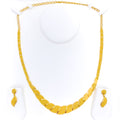 Graceful Lavish Leaf 22K Gold Jali Necklace Set 