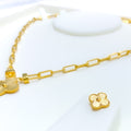 Graceful Delicate 5-Piece 21k Gold Clover Necklace Set 
