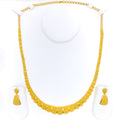 Majestic Netted Tapering 22K Gold Necklace Set 