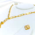 Delightful Delicate 5-Piece 21k Gold Clover Necklace Set 