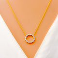 Bright Halo 18k Gold + Diamond Necklace 