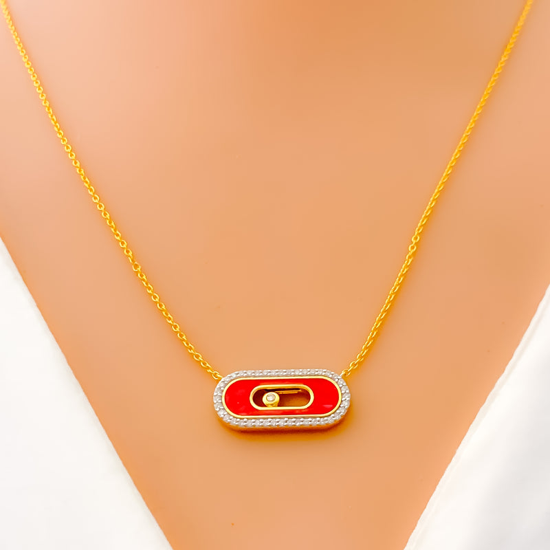 Unique Trendy 18k Gold + Diamond Necklace 