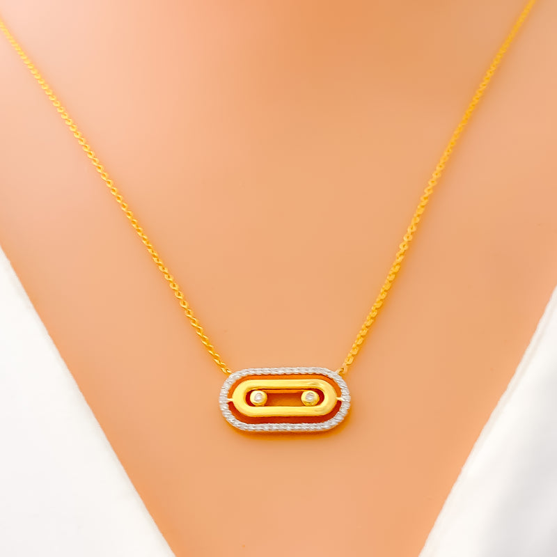 Posh Open Oval 18k Gold + Diamond Necklace 